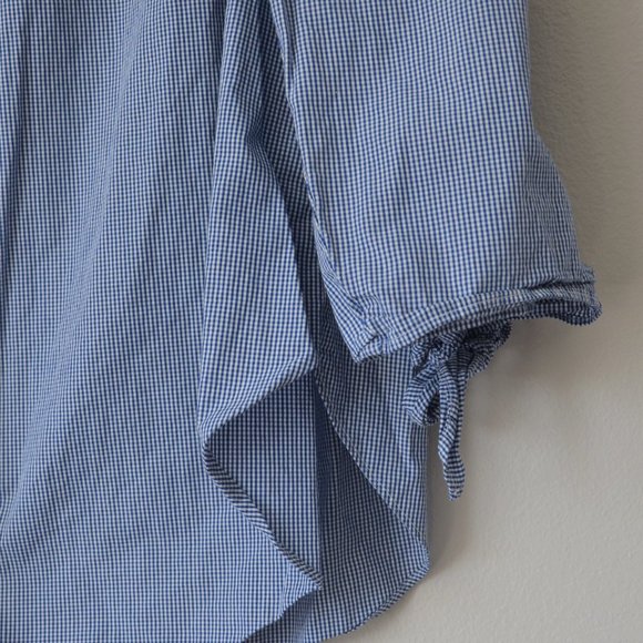 H&M Blue & White Gingham Ruffle Blouse Size 12 - Picture 3 of 8